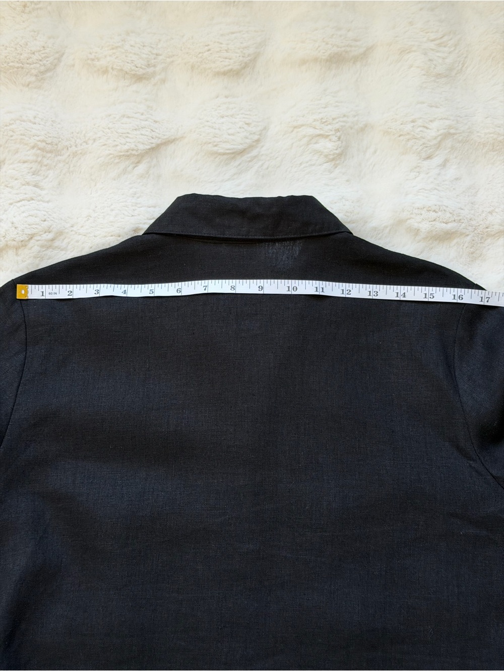 Edward Black Linen-Rayon Embroidered Floral Button-Down Tunic Shirt - 8/S - Picture 12 of 12